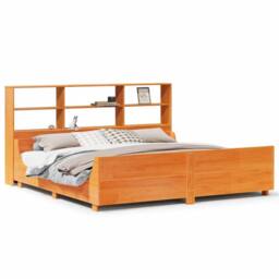 Berkfield Home Decorative Bookcase Bed Frame Wax Brown 180x200 cm Super King Sol - thumbnail 3