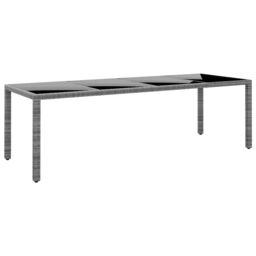 Berkfield Home Garden Table 250x100x75 cm Tempered Glass & Poly Rattan Grey - Size: 250 x 100 x 75 cm - thumbnail 1