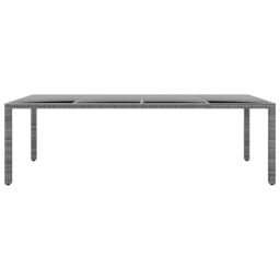 Berkfield Home Garden Table 250x100x75 cm Tempered Glass & Poly Rattan Grey - Size: 250 x 100 x 75 cm - thumbnail 2