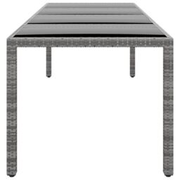Berkfield Home Garden Table 250x100x75 cm Tempered Glass & Poly Rattan Grey - Size: 250 x 100 x 75 cm - thumbnail 3