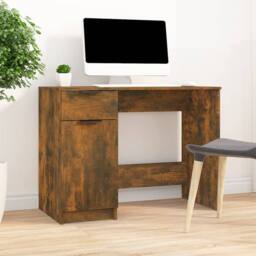 Berkfield Home Decorative Desk Smoked Oak 100x50x75 cm Engineered Wood in Brown - Size: 100 x 50 x 75 cm - thumbnail 2