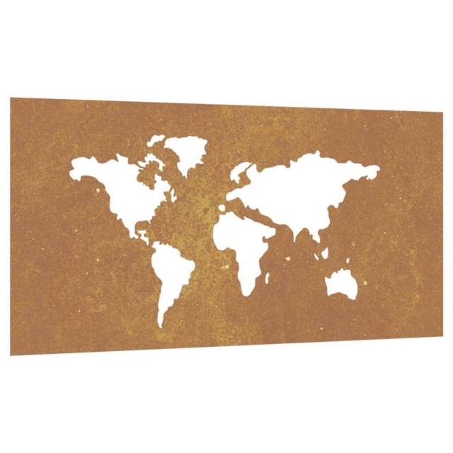 Berkfield Home Garden Wall Decoration 105x55 cm Corten Steel World Map Design in Brown - image 1