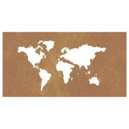 Berkfield Home Garden Wall Decoration 105x55 cm Corten Steel World Map Design in Brown - thumbnail 4