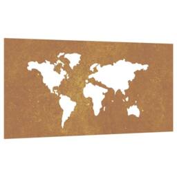 Berkfield Home Garden Wall Decoration 105x55 cm Corten Steel World Map Design in Brown
