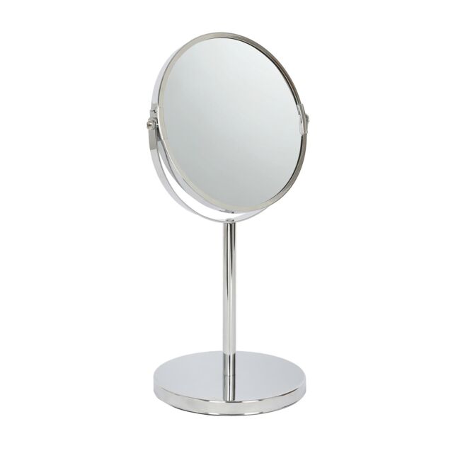 Harbour Housewares Metallic Pedestal Mirror - 18.5 x 34.5cm - Magnifying Makeup Mirror in Silver - Size: 18.5 x 34.5 cm - image 1