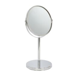 Harbour Housewares Metallic Pedestal Mirror - 18.5 x 34.5cm - Magnifying Makeup Mirror in Silver - Size: 18.5 x 34.5 cm - thumbnail 1