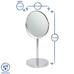 Harbour Housewares Metallic Pedestal Mirror - 18.5 x 34.5cm - Magnifying Makeup Mirror in Silver - Size: 18.5 x 34.5 cm - thumbnail 9