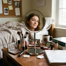 Harbour Housewares Metallic Pedestal Mirror - 18.5 x 34.5cm - Magnifying Makeup Mirror in Silver - Size: 18.5 x 34.5 cm - thumbnail 8