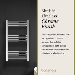 Balterley Straight Heated Towel Rail Radiator, 239W, 500 x 800mm, Chrome in Silver - thumbnail 6