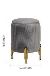 Living and Home Modern Pleated Make-up Chaire Storage Ottoman with Metal Base in Grey - thumbnail 6