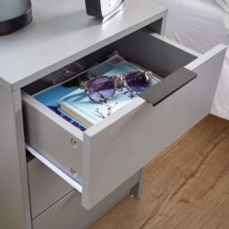 Home Source Phoenix Bedside 3 Drawer Storage Bedroom Nightstand Lamp Side Table in Grey - thumbnail 6