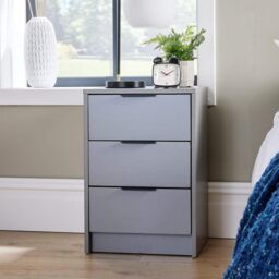 Home Source Phoenix Bedside 3 Drawer Storage Bedroom Nightstand Lamp Side Table in Grey - thumbnail 3