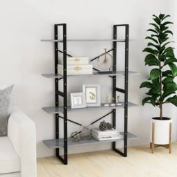 Berkfield Home 4-Tier Book Cabinet Concrete Grey 100x30x140 cm Engineered Wood - Size: 100 x 30 x 140 cm - thumbnail 3