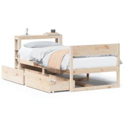 Berkfield Home Bed Frame without Mattress 90x200 cm Solid Wood Pine in Brown - thumbnail 2