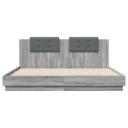 Berkfield Home Bed Frame with LED without Mattress Grey Sonoma 160x200 cm - thumbnail 6