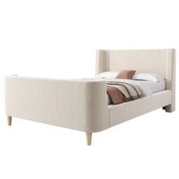 Matteo 3FT Single Upholstered Sleigh Bed - Cosmic Pattern - Kids Beige Velvet - thumbnail 9