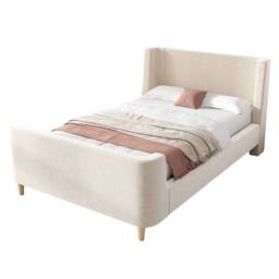 Matteo 3FT Single Upholstered Sleigh Bed - Cosmic Pattern - Kids Beige Velvet - thumbnail 6