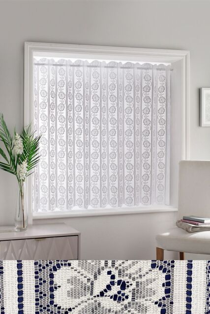 Tyrone Textiles White Floral Textured Voile Louvre Vertical Pleated Window Blind Panel - Size: 183 cm width x 137m drop - image 1