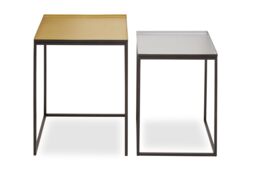 Orsina Nest Of 2 Tables For Outdoor Patio, Modern Bedside Tables, Square Tables With Silver Hues, Small Side Tables in Gold - thumbnail 2