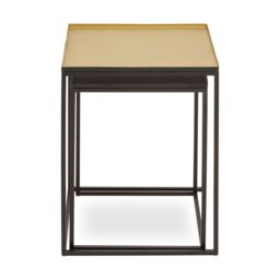 Orsina Nest Of 2 Tables For Outdoor Patio, Modern Bedside Tables, Square Tables With Silver Hues, Small Side Tables in Gold - thumbnail 5