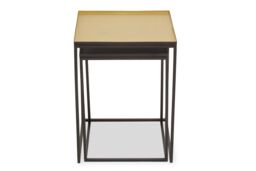 Orsina Nest Of 2 Tables For Outdoor Patio, Modern Bedside Tables, Square Tables With Silver Hues, Small Side Tables in Gold - thumbnail 1
