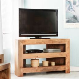 IH Design Duvid Light Mango Corner TV Cabinet in Brown - thumbnail 1