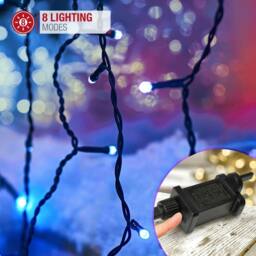 Shatchi 240 Cool White LED Icicle Christmas Lights - 8 Modes, Auto Timer - thumbnail 6