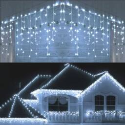 Shatchi 240 Cool White LED Icicle Christmas Lights - 8 Modes, Auto Timer - thumbnail 1
