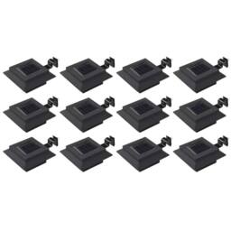 Berkfield Home Outdoor Solar Lamps 12 pcs LED Square 12 cm Black - thumbnail 2