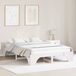 Berkfield Home Bed Frame White Wood 140 x 200 cm Minimalistic - thumbnail 2