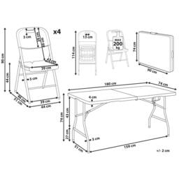 Wyld and Coco White 4-Seater Foldable Garden Dining Set - Modern No Assembly - thumbnail 4
