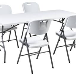 Wyld and Coco White 4-Seater Foldable Garden Dining Set - Modern No Assembly - thumbnail 2