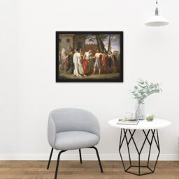 "Artery8 Wall Art Print De Ribera Cincinnatus Abandons Plough Painting Large Framed Wall Décor Art in White - Size: W18"" x H24""" - thumbnail 2