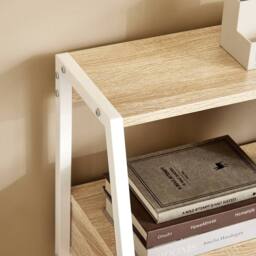 SoBuy Compact Office Desk - Light Oak & White Frame - thumbnail 9