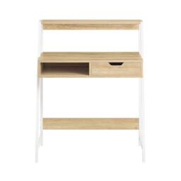 SoBuy Compact Office Desk - Light Oak & White Frame - thumbnail 2