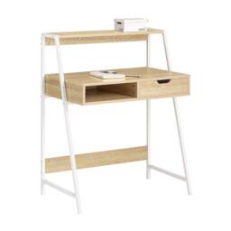 SoBuy Compact Office Desk - Light Oak & White Frame - thumbnail 4