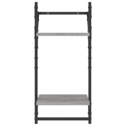Berkfield Home 2-Tier Wall Shelves with Bars 2 pcs Grey Sonoma 30x25x65 cm - Size: 30 x 25 x 65 cm - thumbnail 5