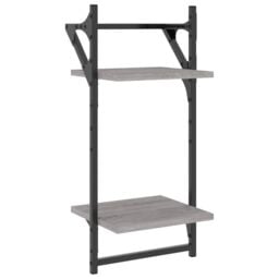 Berkfield Home 2-Tier Wall Shelves with Bars 2 pcs Grey Sonoma 30x25x65 cm - Size: 30 x 25 x 65 cm - thumbnail 4