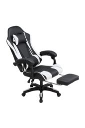Living and Home High Back Gaming Office Chair with Footrest in Jet Black - thumbnail 6