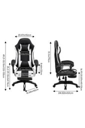 Living and Home High Back Gaming Office Chair with Footrest in Jet Black - thumbnail 2