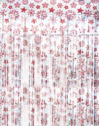 Netagon Shimmer Tinsel Curtain Christmas Snow Design 3M x 1M Red - thumbnail 7