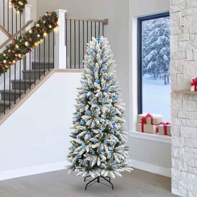 Berkfield Home Artificial Christmas Tree with 300 LEDs White 93 x 93 x 240 cm - image 1