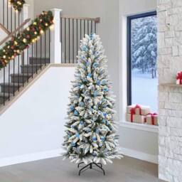Berkfield Home Artificial Christmas Tree with 300 LEDs White 93 x 93 x 240 cm - thumbnail 1