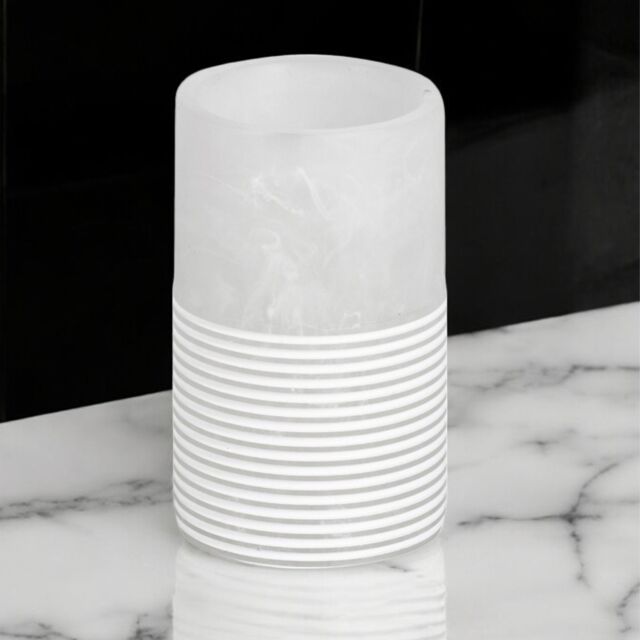 Showerdrape Bianco Frost Onyx White Striped Tumbler - image 1