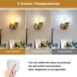 Pheashine Elegant Wall Light Tri-Colour G9 7W Glass Lamp 15x12x19cm in Gold - Size: 15 x 12 x 19 cm - thumbnail 5