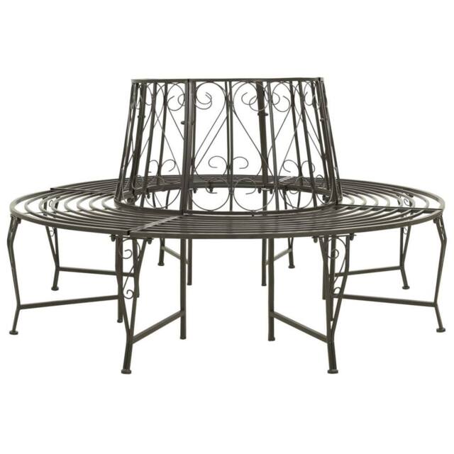 Berkfield Home Garden Tree Bench 160 cm Steel in Grey - image 1