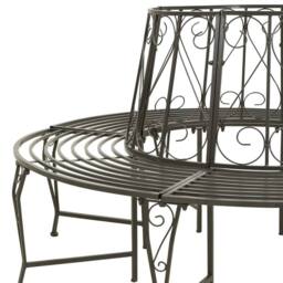 Berkfield Home Garden Tree Bench 160 cm Steel in Grey - thumbnail 4