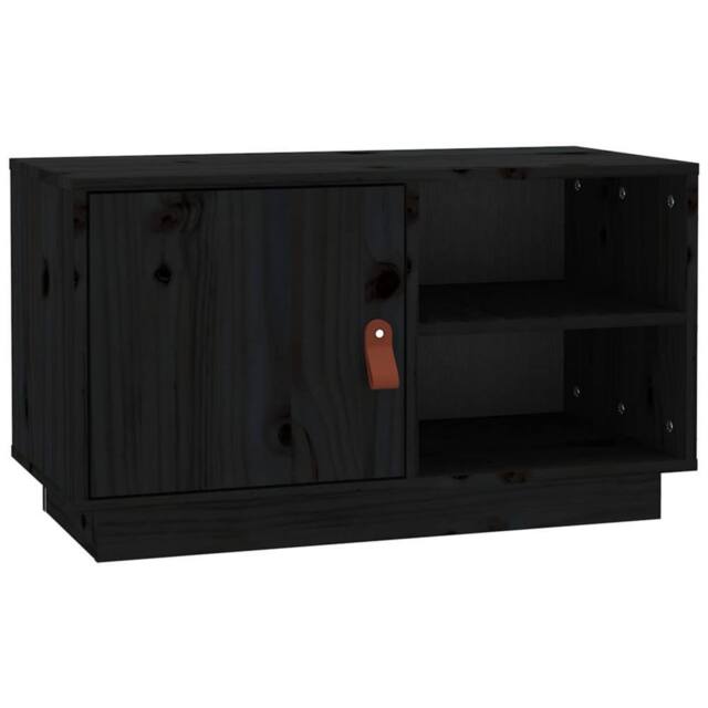 Berkfield Home TV Cabinet Black 70x34x40 cm Solid Wood Pine - Size: 70 x 34 x 40 cm - image 1