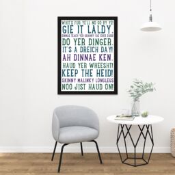 "Artery8 Wall Art Print Scottish Sayings Phrases Scotland Typography Picture Art Large Framed Wall Décor Art in Brown - Size: W18"" x H24""" - thumbnail 2