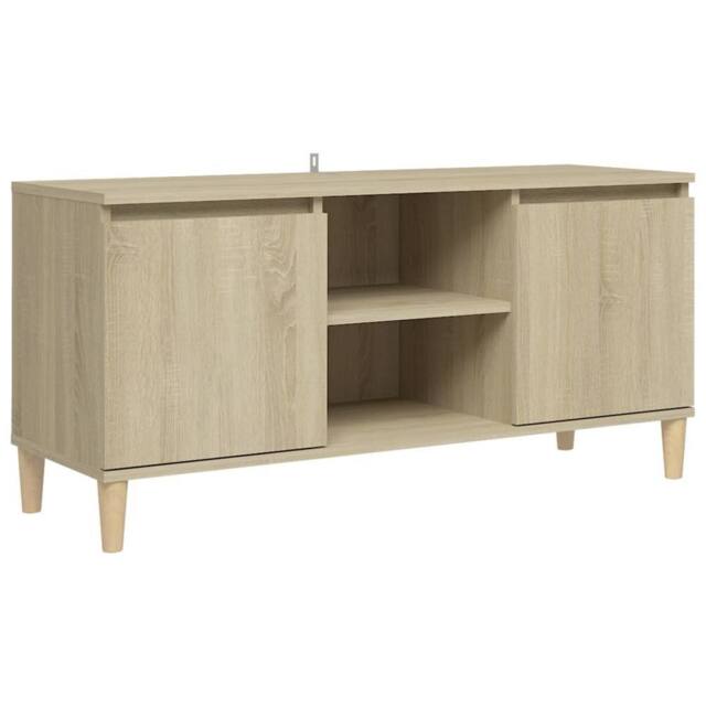 Berkfield Home TV Cabinet with Solid Wood Legs Sonoma Oak 103.5x35x50 cm in Brown - image 1